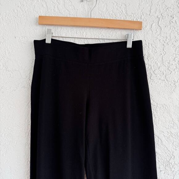 Eileen Fisher Elastic Waist Straight Leg Black Pants - Picture 3 of 6